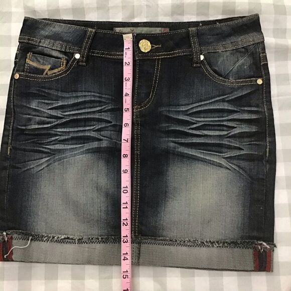 ROXY jeans mini skirt five pockets essential Alex low rise dark blue size 7 - Picture 6 of 10
